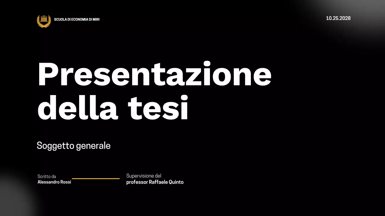 presentazione di tesi moderna nera