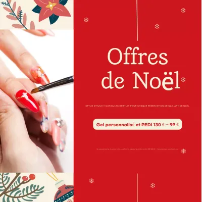 rouge élégant Noël offre ongles publicité