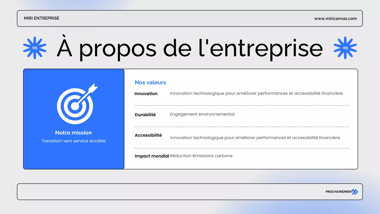 Présentation d'entreprise moderne de couleur bleue
