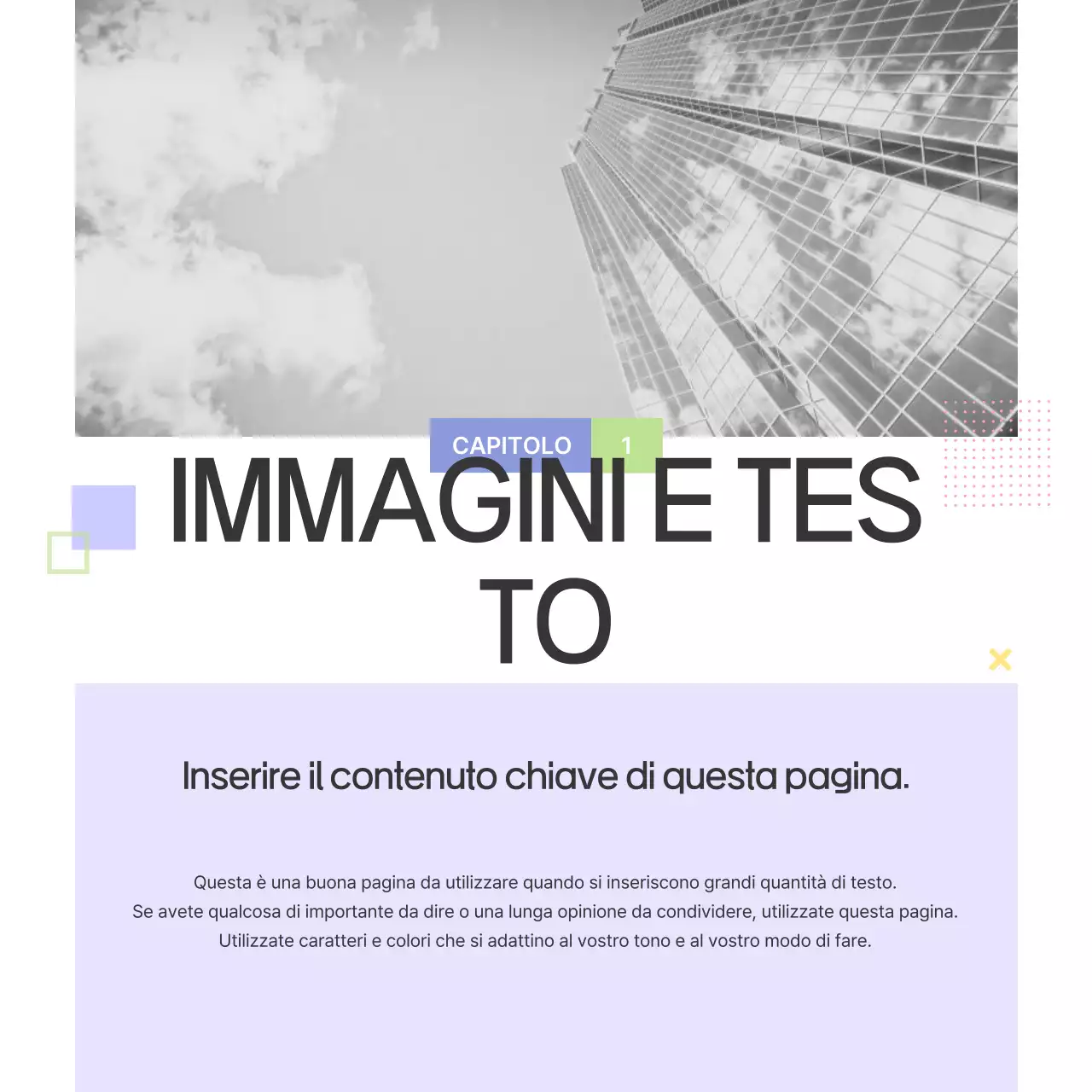 Una guida con forme semplici in viola e grigio