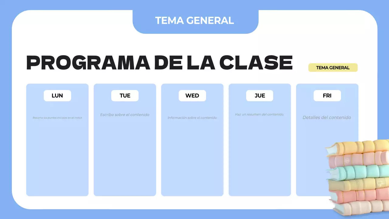 agenda azul simple class planner
