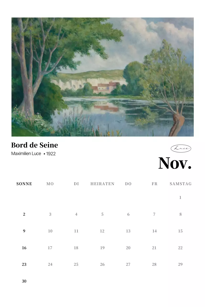 Klassischer Kunstkalender
