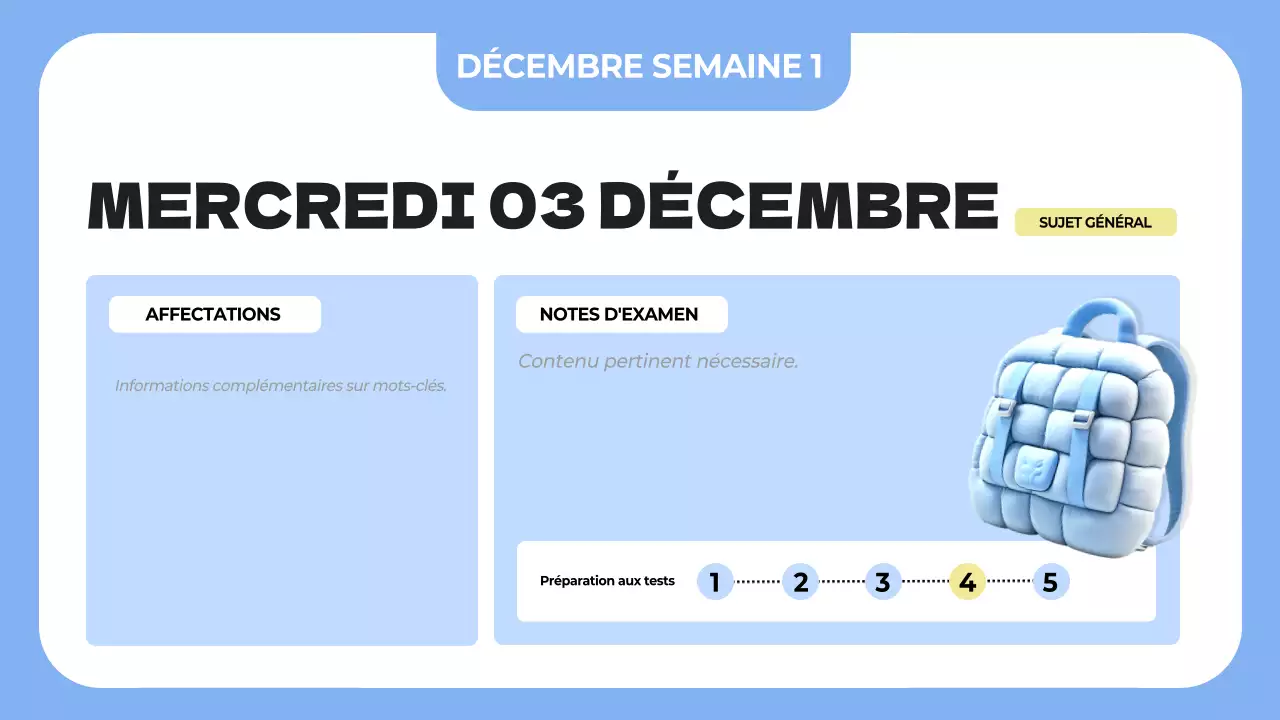 agenda bleu simple pour la classe