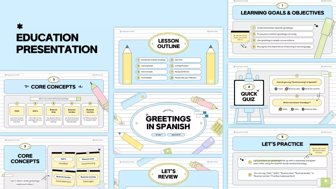 Blue Minimal Language Course Presentation