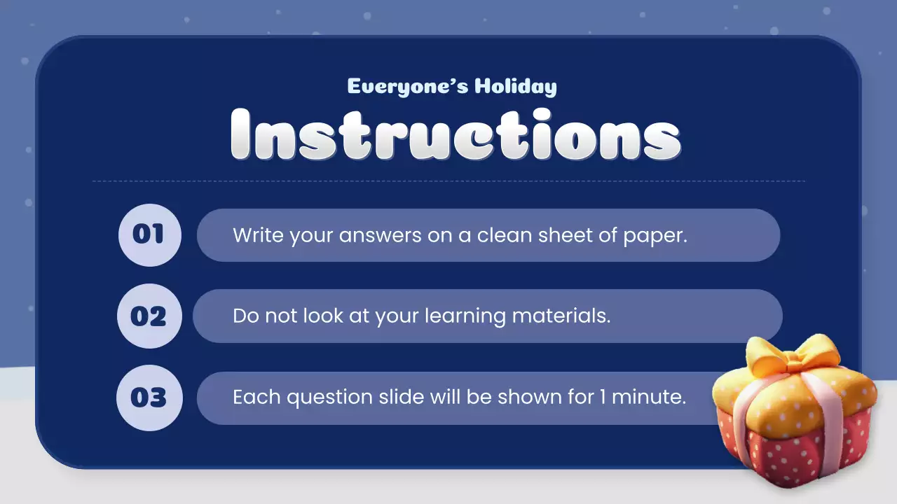 Blue Festive Christmas Quiz Guide Presentation