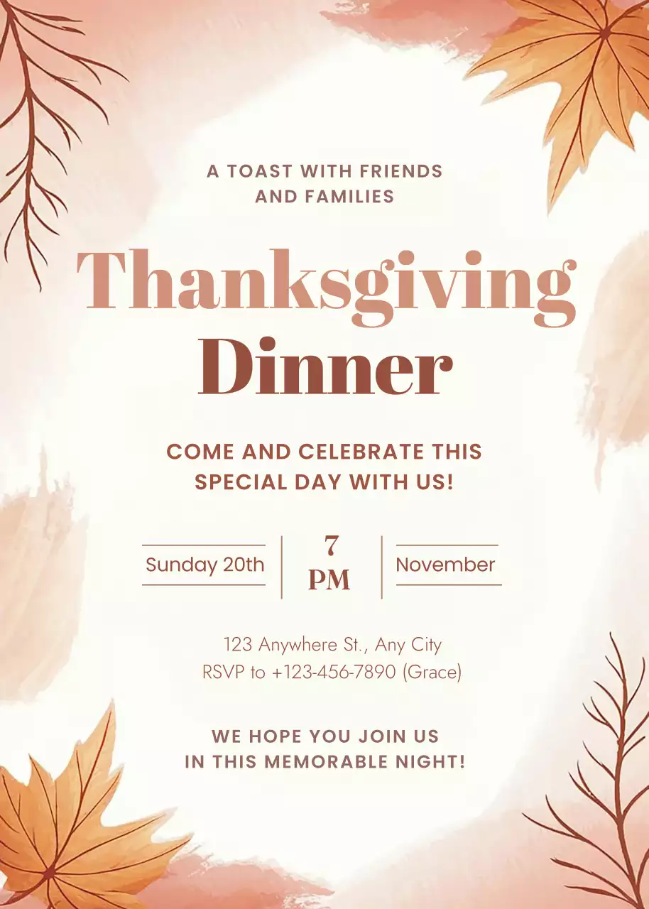Beige Traditional Thanksgiving Invitation Poster