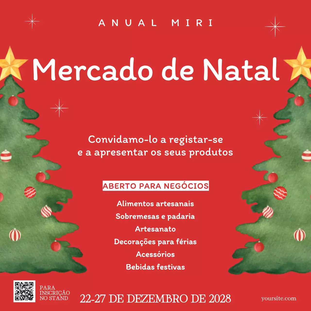 Convite de férias tradicional vermelho