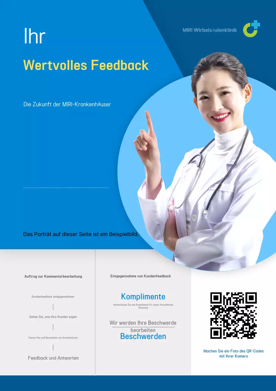 Förderung des Kundenempfangs für ein modernes Krankenhaus in Blau und Weiß