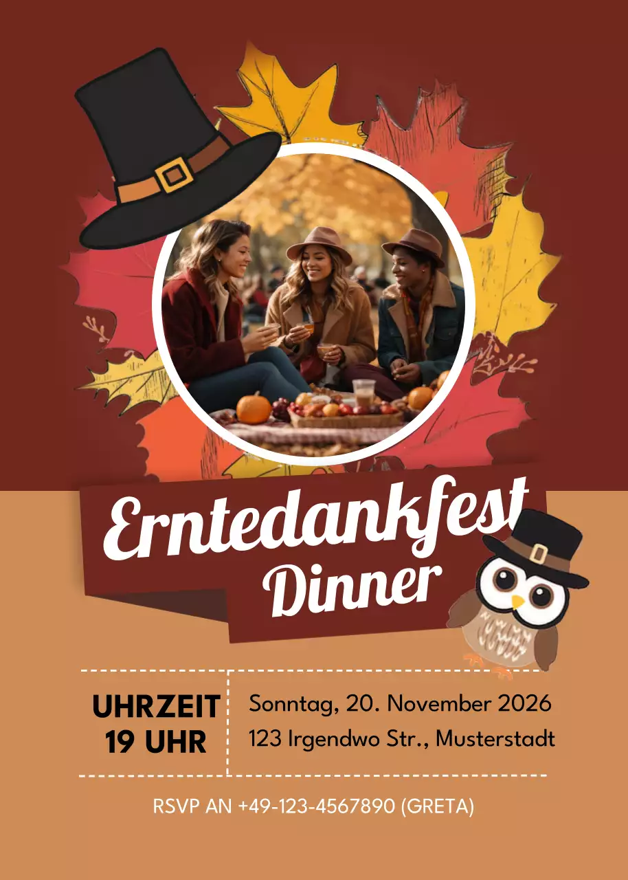 braune rustikale Thanksgiving-Einladung