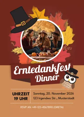 braune rustikale Thanksgiving-Einladung