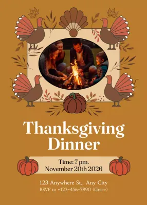 Brown Traditional Thanksgiving Invitation Poster