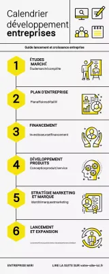 Infographie minimaliste sur la chronologie du développement d'une entreprise professionnelle