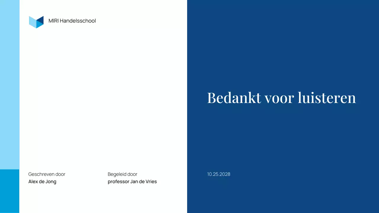 blauwe professionele scriptiepresentatie