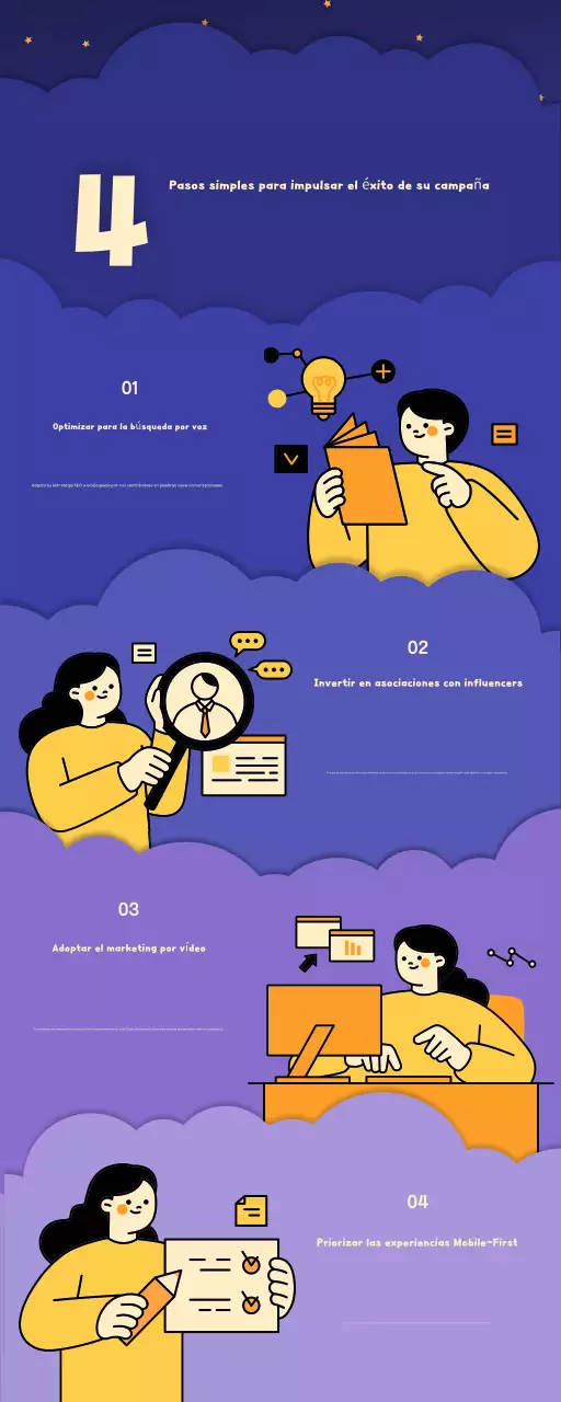 Guía de marketing caprichosa de color púrpura