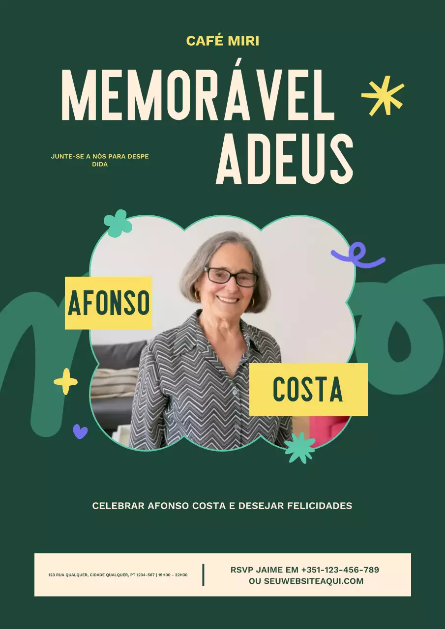Convite de despedida moderno verde Cartaz Web