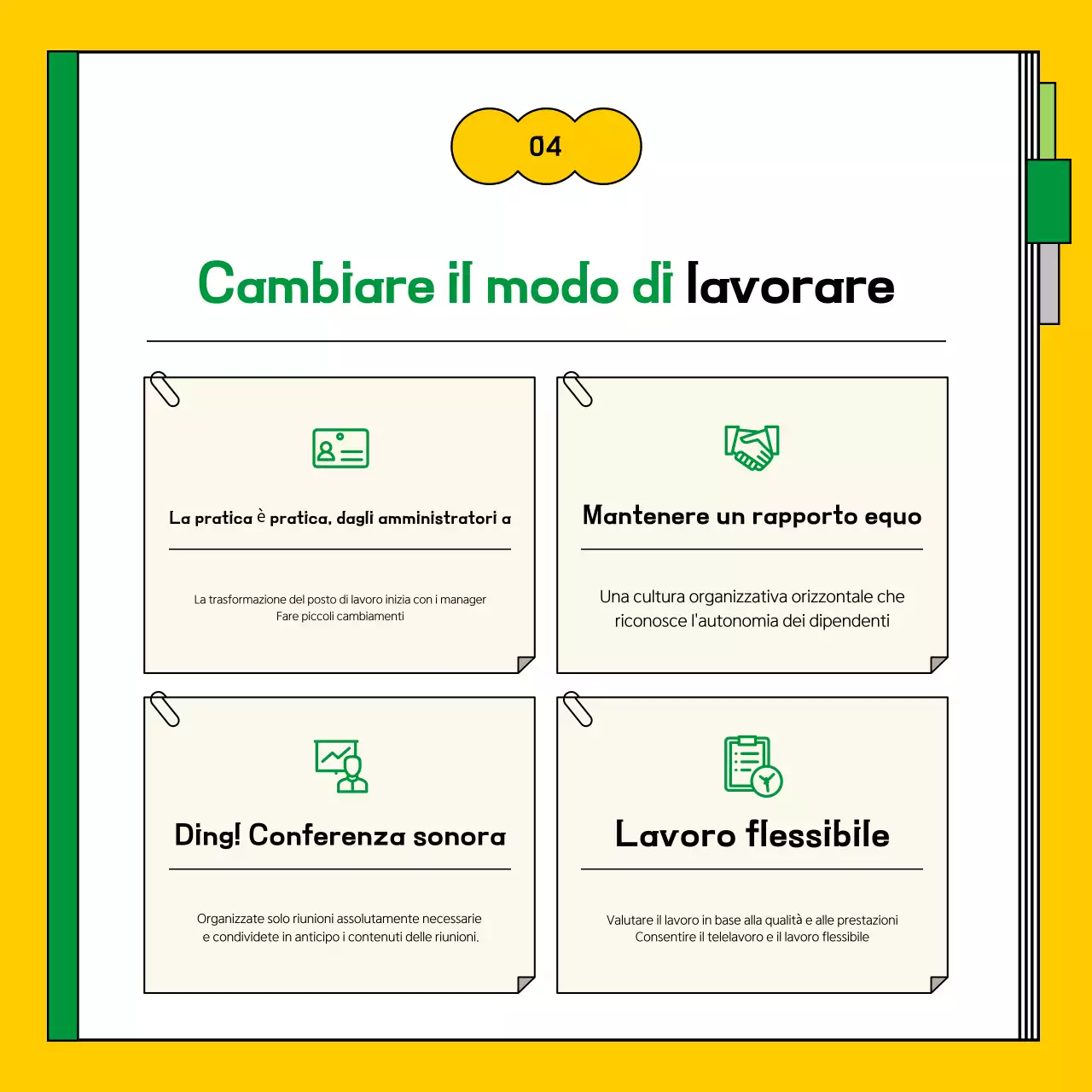 Informazioni sulla Guida alla trasformazione del lavoro pulito in giallo e verde