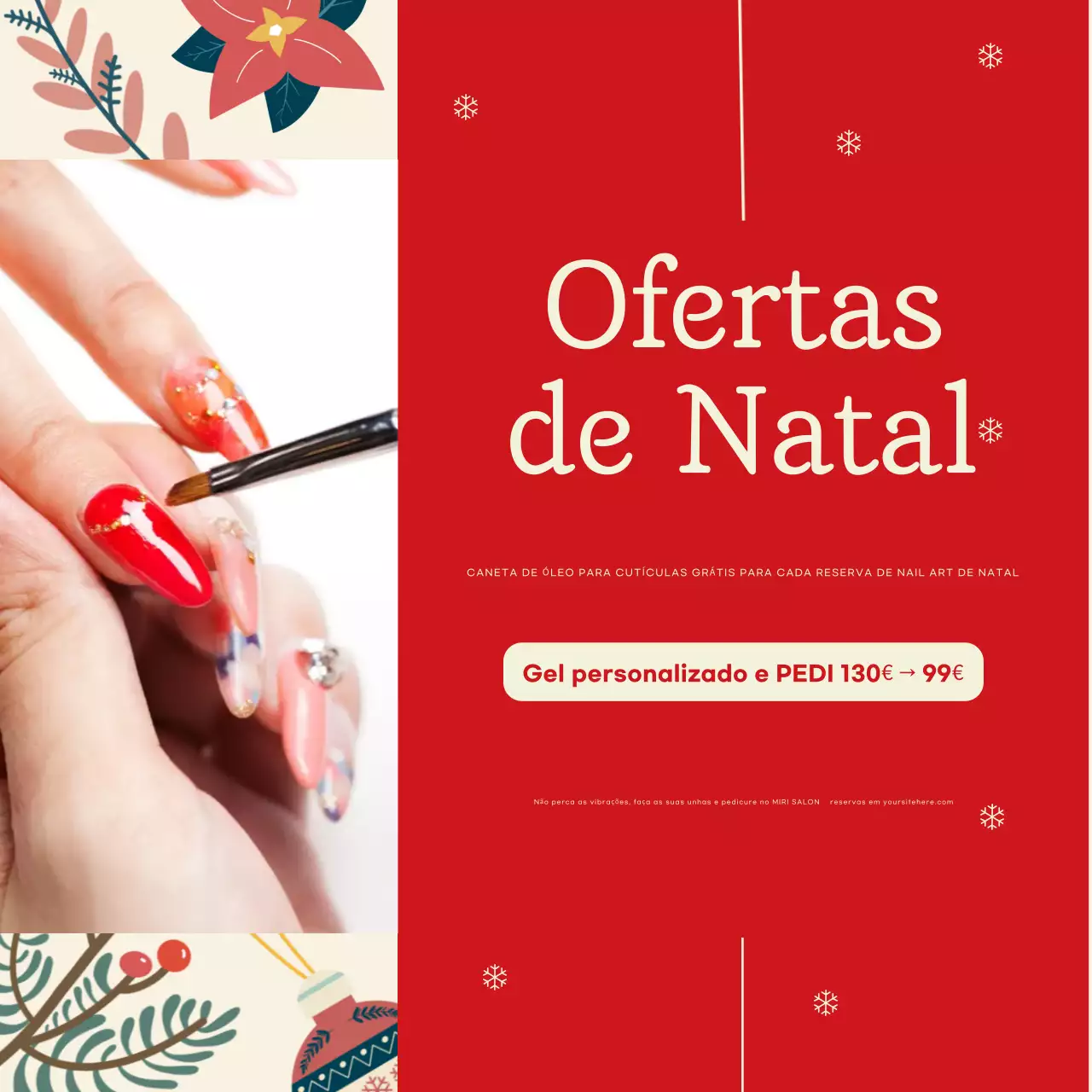 vermelho elegante Natal oferece anúncio de unhas