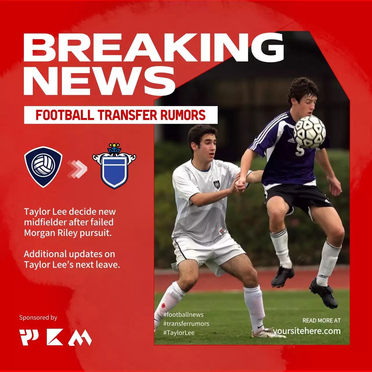 Red Modern Football Announcement Social Media Post