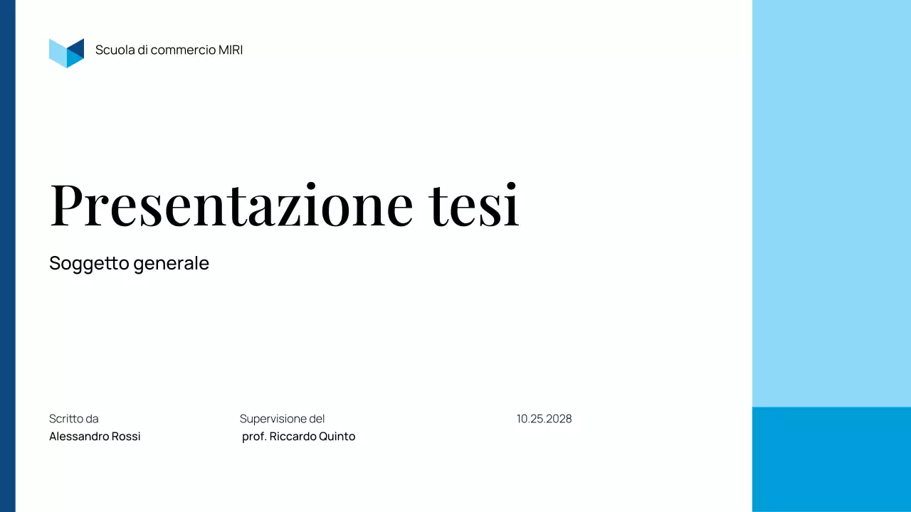 presentazione di tesi professionale blu