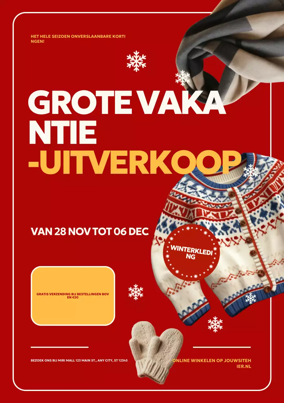 Red Bold Vakantie Promotie Web Poster
