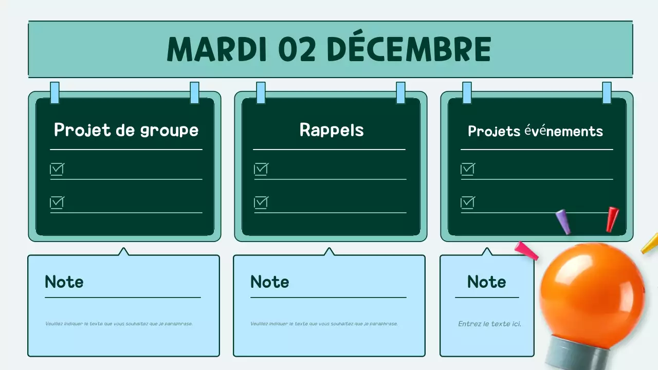 agenda de classe pop orange et sarcelle