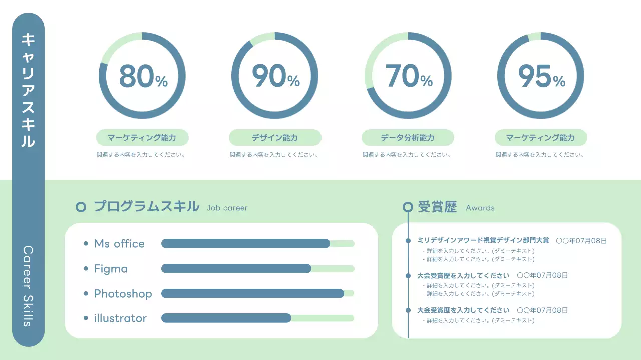 グリーン シンプル プロフィール 資料 プレゼンテーション