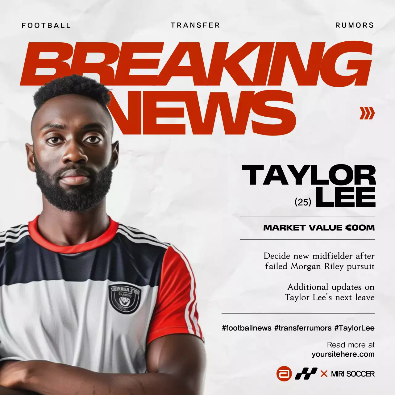 Red Modern Football Announcement Social Media Post