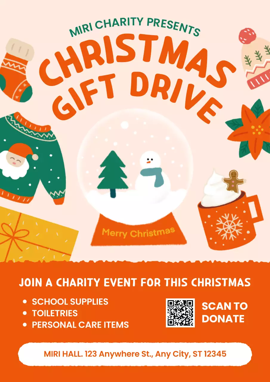 Orange Retro Christmas Event Poster