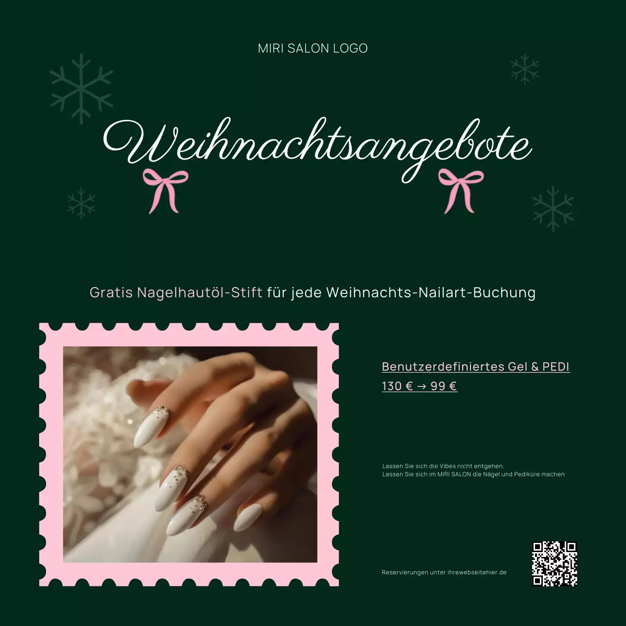 TRENDY ÄSTHETISCH NIEDLICH NAGELSTUDIO PROMO WEIHNACHTSANGEBOT SOCIAL MEDIA POST