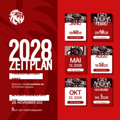 Rot-weißer Sportzeitplan Instagram-Post