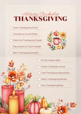 Orange Rustic Thanksgiving Checklist Poster