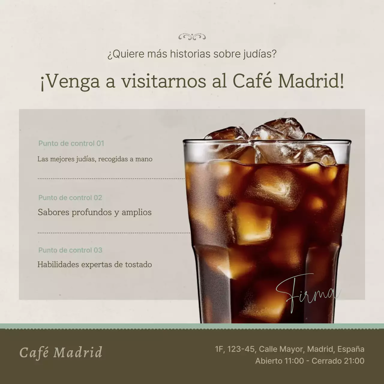 Promover una cafetería vintage en azul claro y marrón