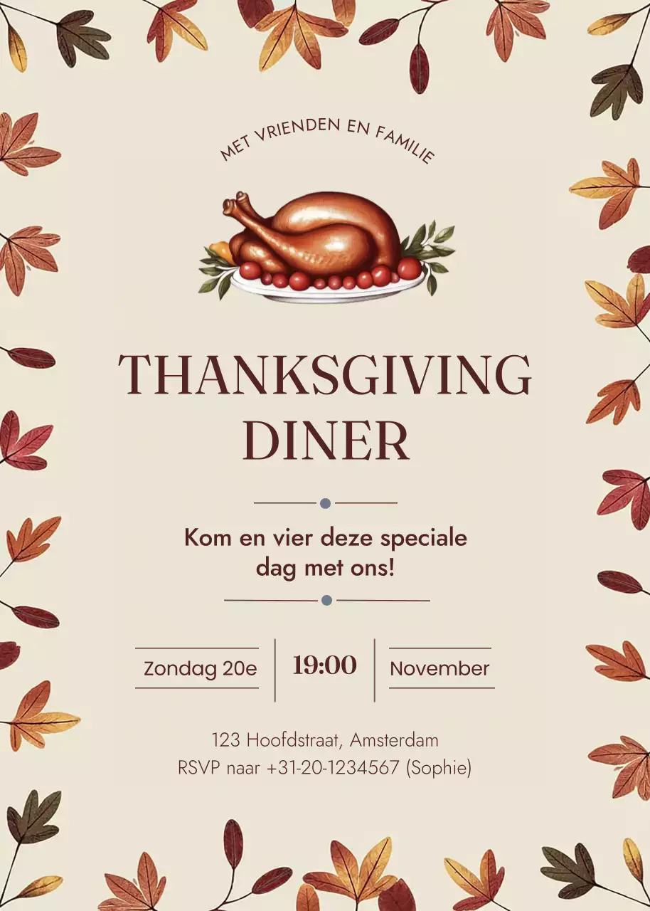 beige klassieke uitnodiging voor Thanksgiving