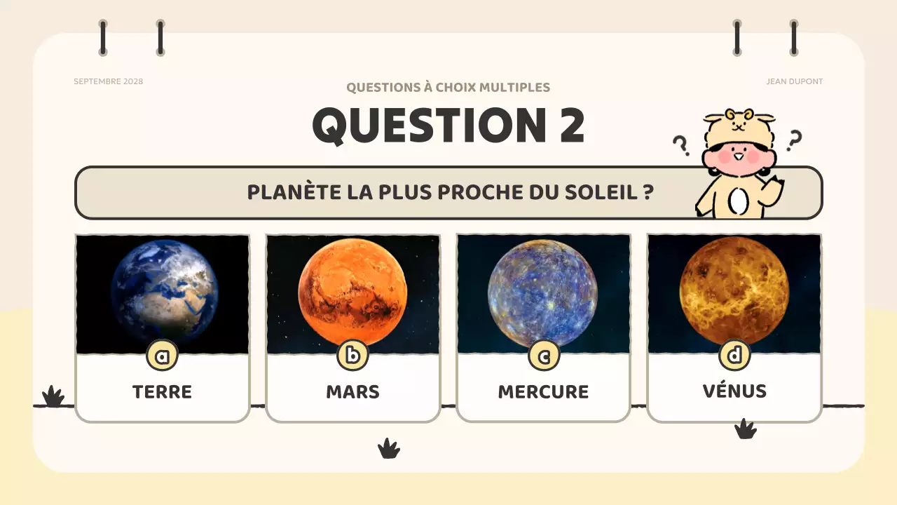 matériel de quiz sur l'animation rose