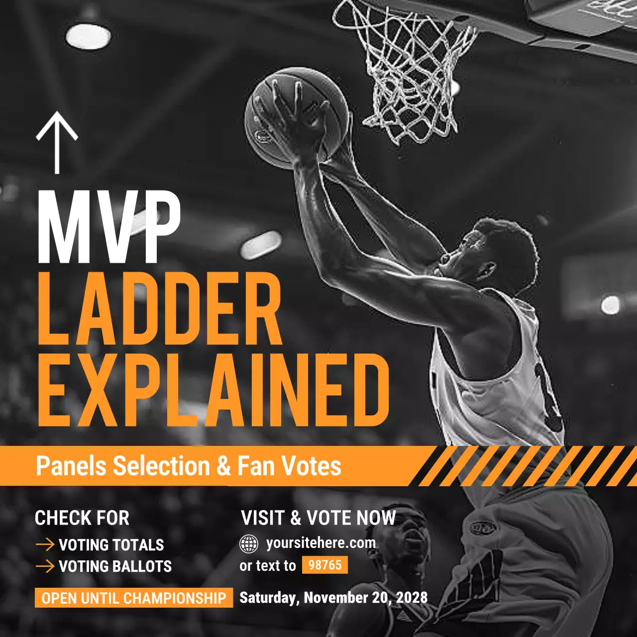 Orange Modern Basketball Promotion Social Media Post