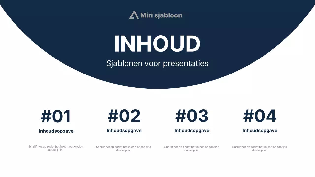 Navy Blauw Modern Presentatie Beschrijving