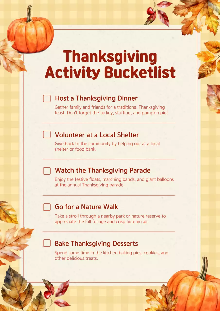 Yellow Rustic Thanksgiving Checklist Poster