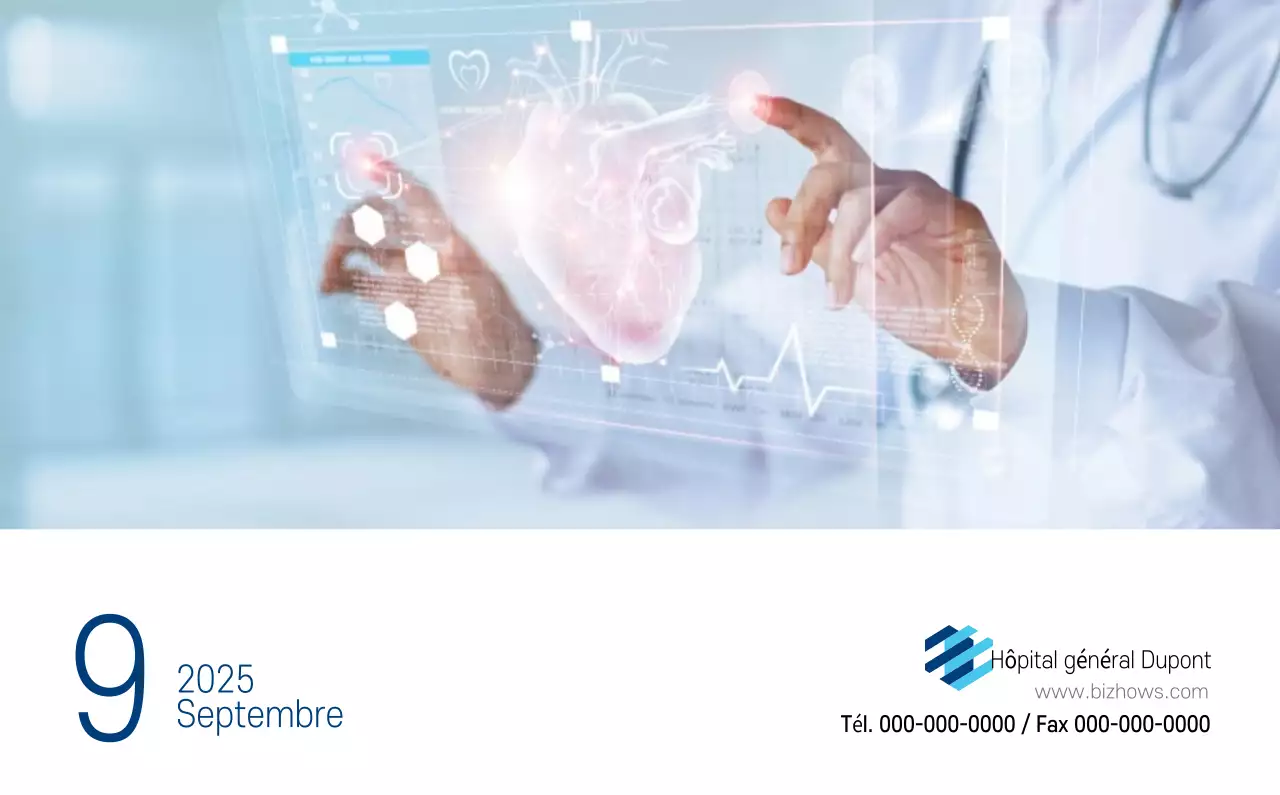 Calendrier promotionnel d'hôpital simple blanc marine