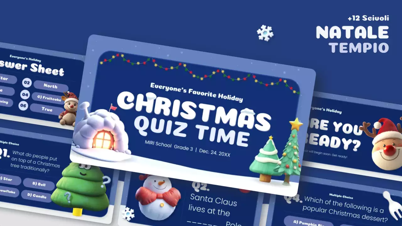 classe di quiz natalizi creativi bianchi e marini