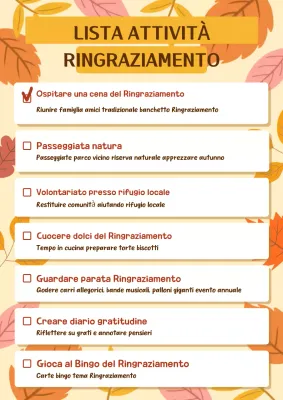 Lista delle attività del Ringraziamento