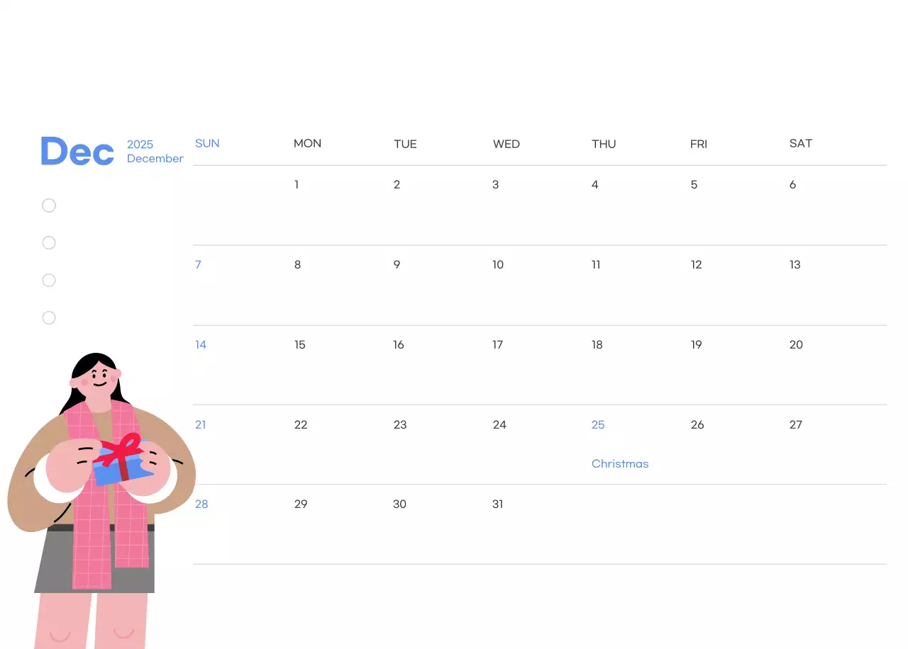 Kalender motivasi dengan ilustrasi energik dan kutipan positif dengan latar belakang biru muda