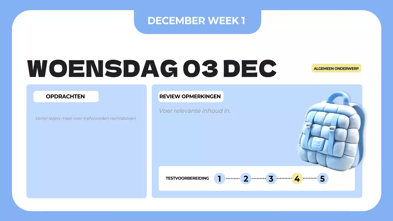 blauwe eenvoudige klassenagenda planner