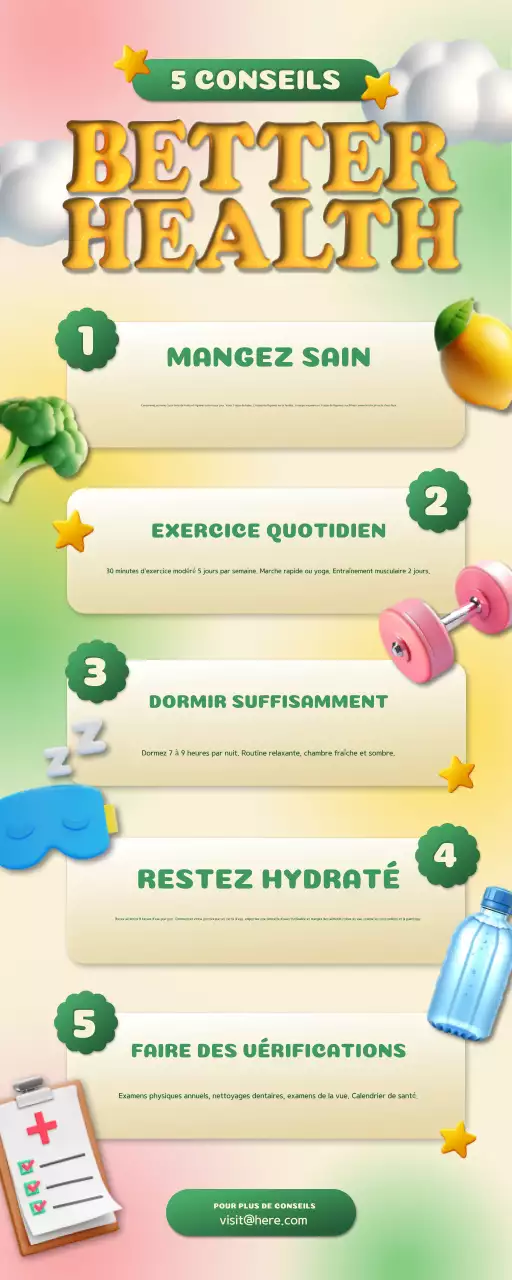 guide de santé moderne et coloré infographique