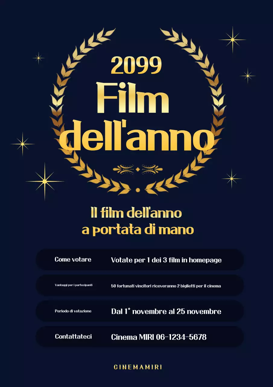 Promuovere il classico film dell'anno in oro e blu navy