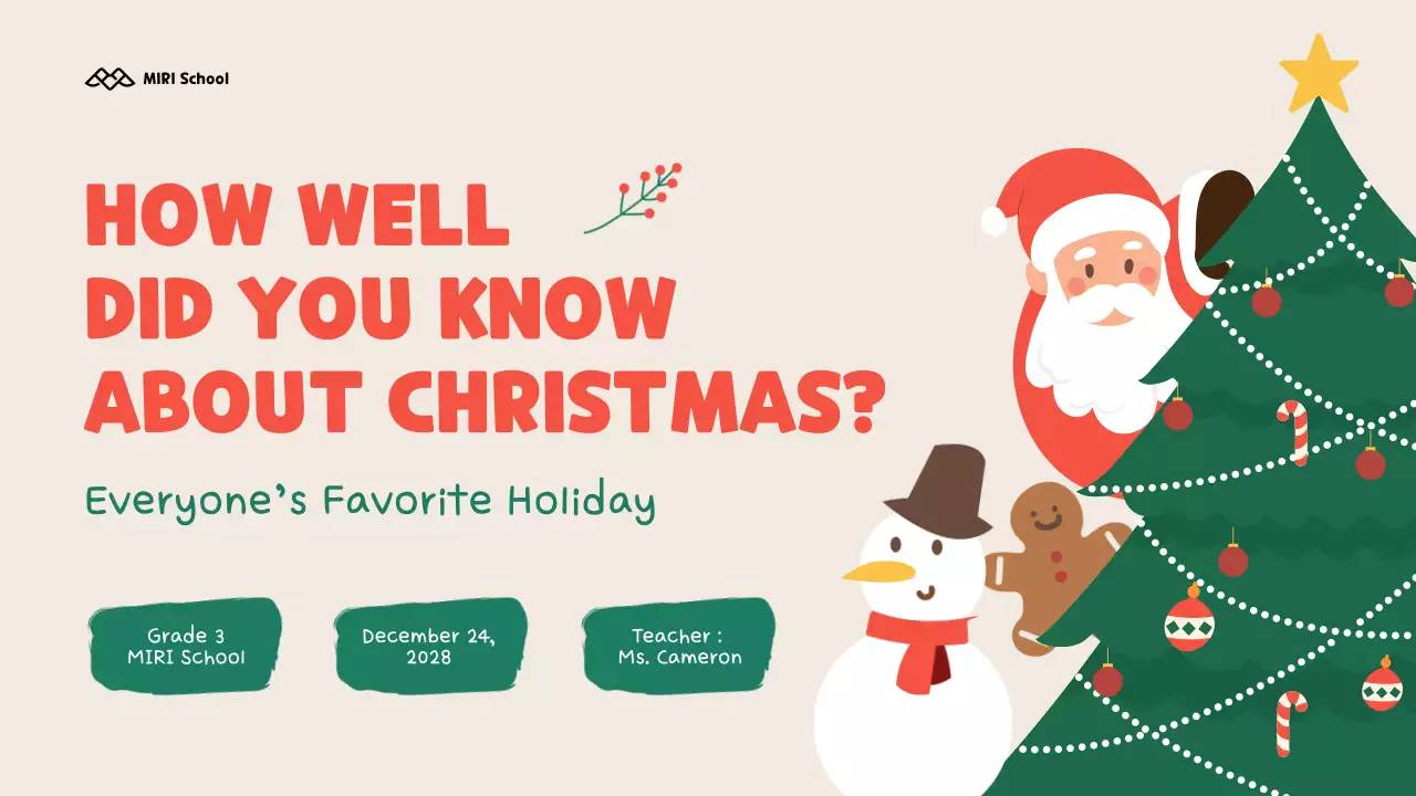 Illustrative Christmas quiz for kids and school students