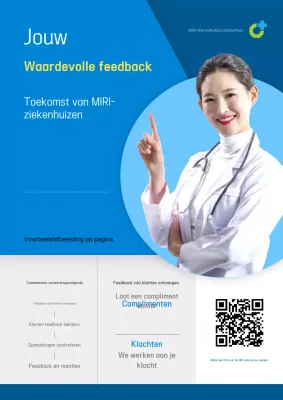 Bevorder de stem van de klantreceptie voor een modern ziekenhuis in blauw en wit