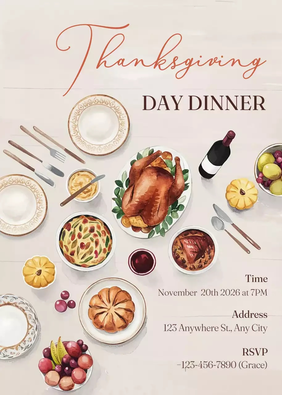 Beige Traditional Thanksgiving Invitation Poster