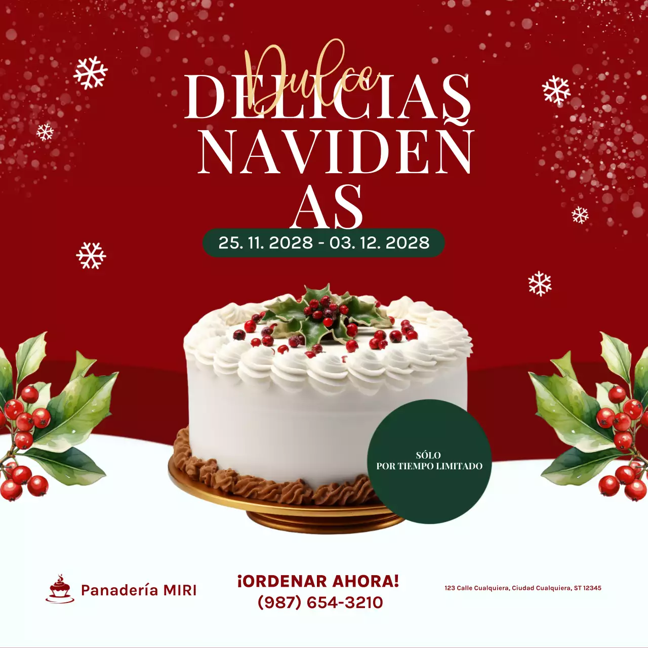 Promoción en redes sociales de las delicias dulces de las fiestas rojas