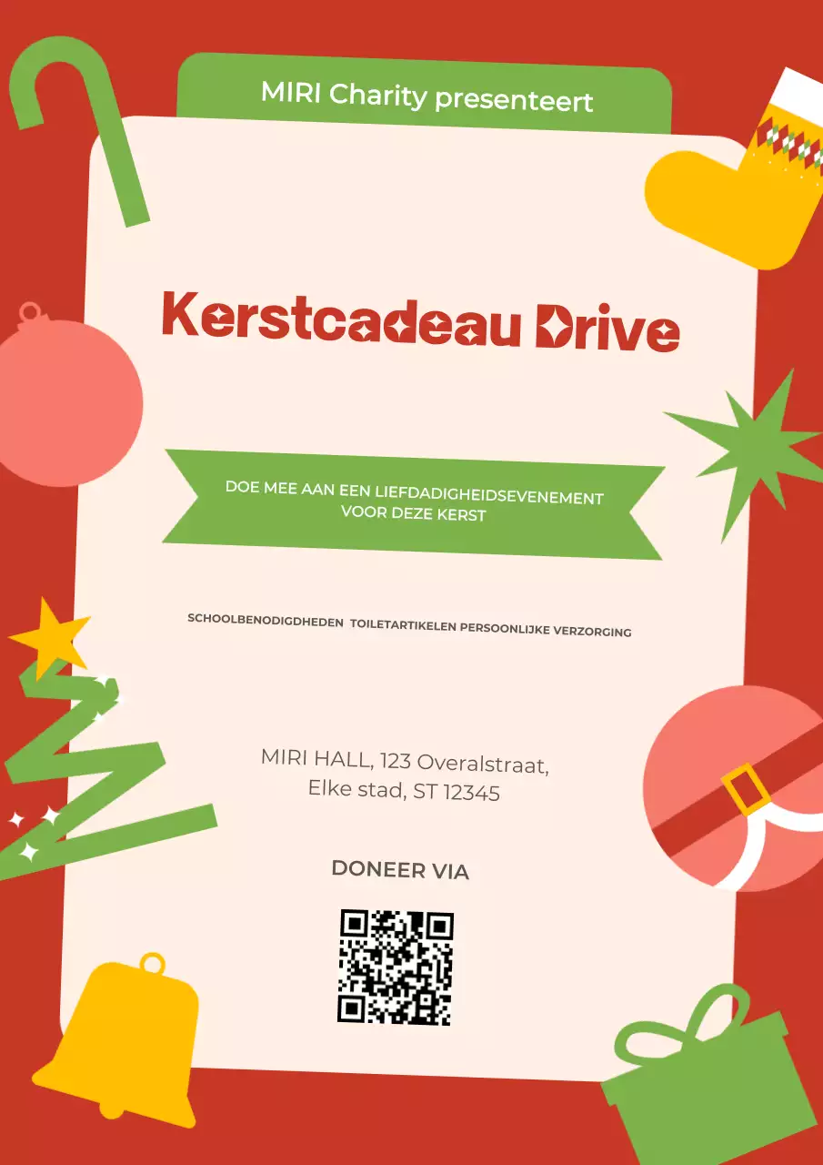 Rode feestelijke kerst liefdadigheids aankondiging