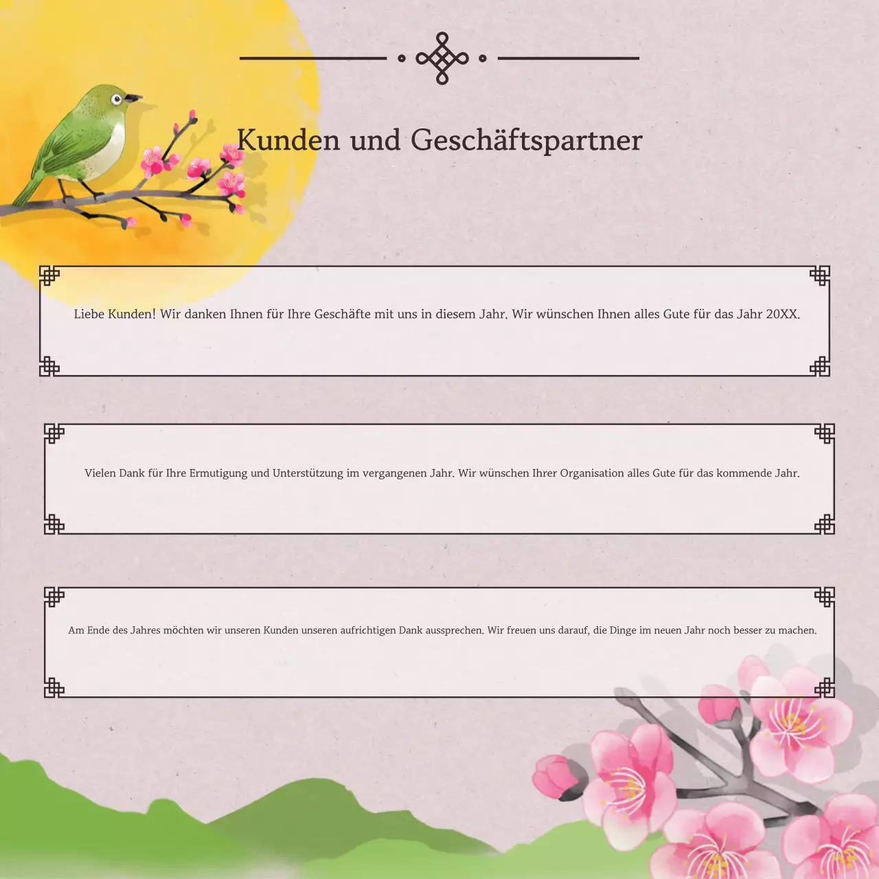 Beige Traditionelle Grußkarte